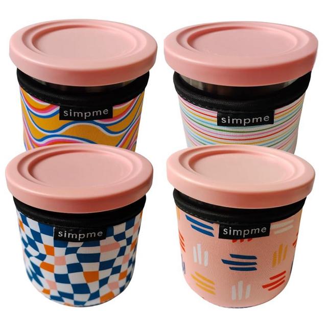 simpme Ice Cream Sleeve Neoprene Sleeve for Ninja Ice Cream Cups, Compatible with NC301 NC300 NC299AMZ Series Ice Cream Maker Containers -(Mix, 4-Pack) (Other)