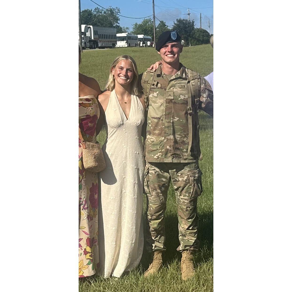She's just excited to see him, he's got a ring ready to propose only a few hours later