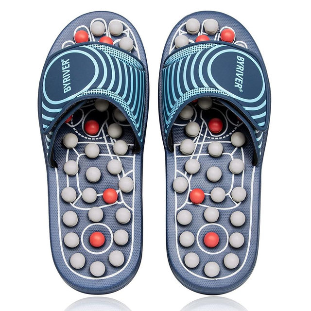 BYRIVER Acupuncture Massage Slippers Sandals Slides Shoes Mat, Arthritis Plantar Fasciitis Foot Neuropathy Pain Relief Massager for Circulation, Mothers Fathers Day Gift for Mom Dad(05S)