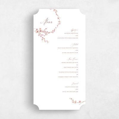 White Ticket Wedding Menu - Sakura