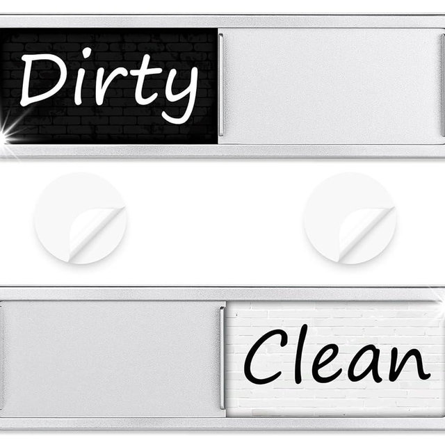 Dishwasher Magnet Clean Dirty Sign Shutter Only Changes When You Push It Non-Scratching Strong Magnet or 3M Adhesive Options Indicator Tells Whether Dishes are Clean or Dirty (Tiles White/Black)