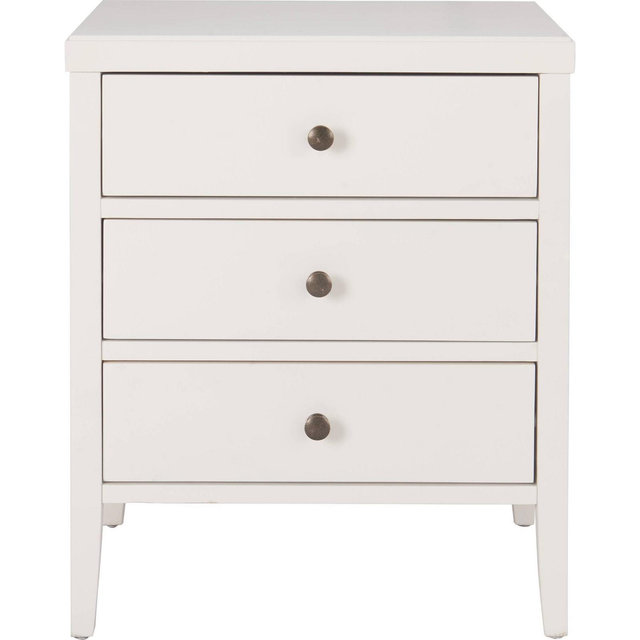 Finley Solid Wood 3 Drawer Nightstand White - ClickDecor