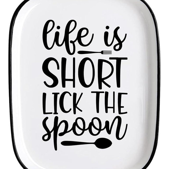 PWHINGN Engraved Ceramic Spoon Rest - White - Text Pattern - 4.48" W x 4.48" L - Dishwasher Safe - Ideal Gift