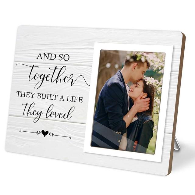 KLYTINK Wedding Picture Frame, Engagement Gifts for Couples, Wedding Gifts for Couple Newlyweds, Engagement Photo Frame, Marriage Gifts for Couple, And So Together They Built a Life They Loved(White)