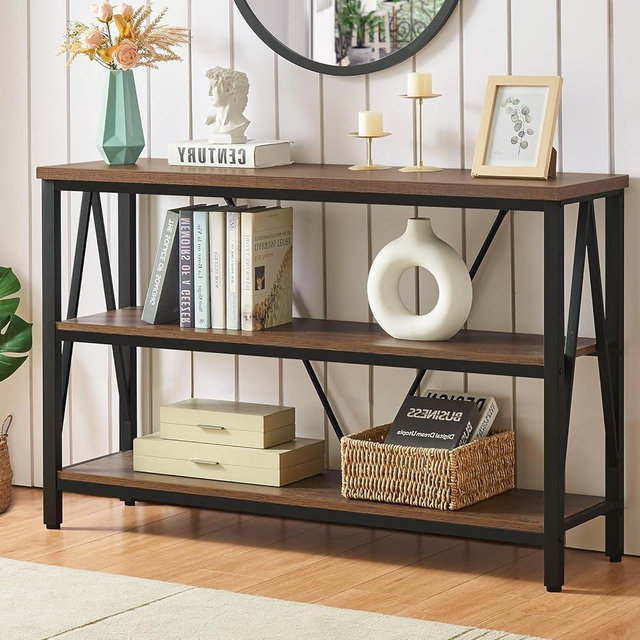 HOMISSUE Industrial Console Table for Entryway, Farmhouse Sofa Tables, Brown
