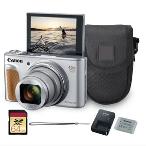 Canon - PowerShot SX740 HS Digital Camera Silver 40x Zoom 4K Travel Bundle