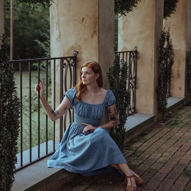 MTO - Loretta Dress in Carolina Blue Linen