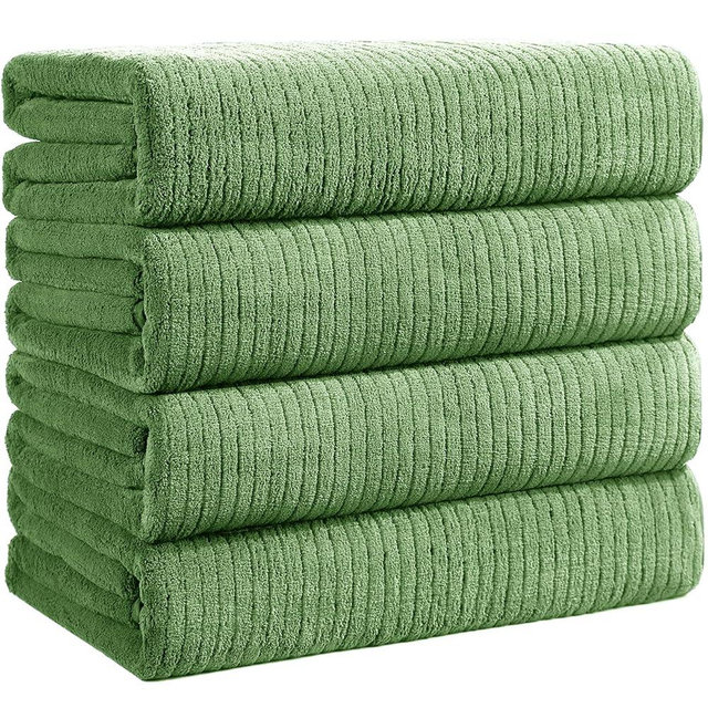 Lunoku Bath Towels Set of 4 Extra Large 35 x 70 Inches,Luxury Thick High Absorbent and Quick Dry Bath Sheet,Ultra Soft Microfiber,Bathroom,Beach,Yoga,Sport,SPA,Fitness (Sage Green)