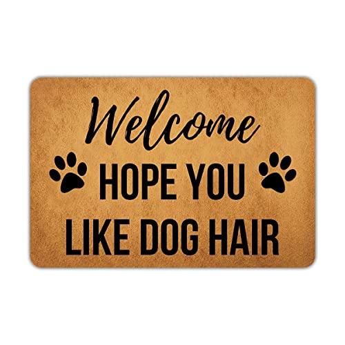 Joelmat Welcome Hope You Like Dog Hair Entrance Non-Slip Indoor Rubber Door Mats for Front Door/Bathroom/Garden/Kitchen/Bedroom 23.6"x 15.7"