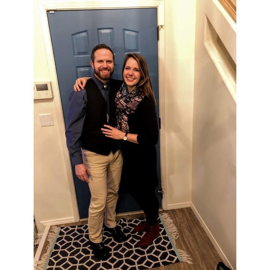 Photo before Christmas Eve Mass in Albuquerque because we color-coordinated so nicely with the door