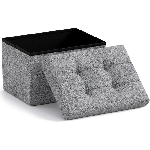 Ornavo Home Collapsible Rectangle Small Storage Ottoman - Gray - 12" x 16" x 12"
