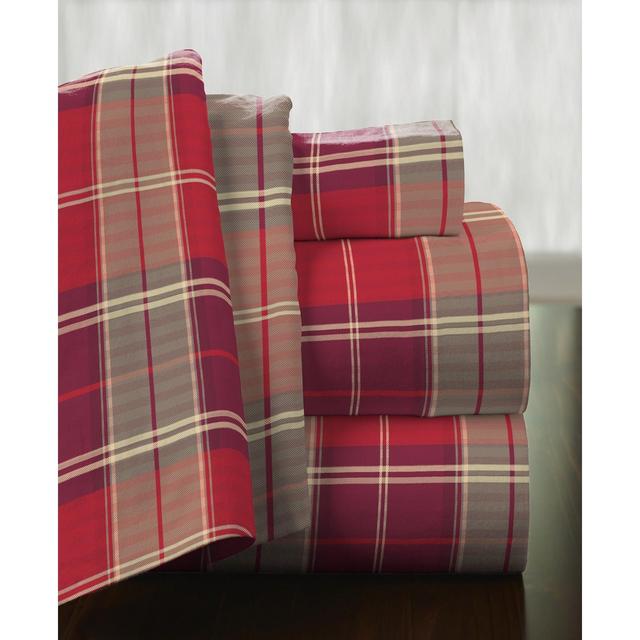Pointehaven Piedmont Plaid Superior Weight Cotton Flannel Sheet Set, California King