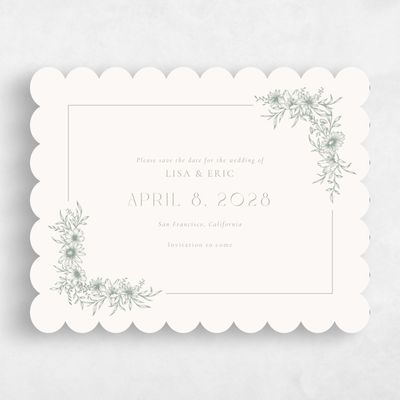 Beige Scalloped Wedding Save the Date - Wiosna Landscape
