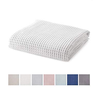 Great Bay Home 100% Cotton Waffle Weave Premium Blanket. Lightweight and Soft, Perfect for Layering. Mikala Collection (King, White)