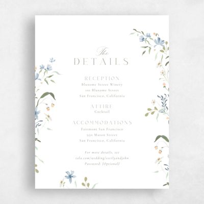Blue Floral Wedding Enclosure - Tansy