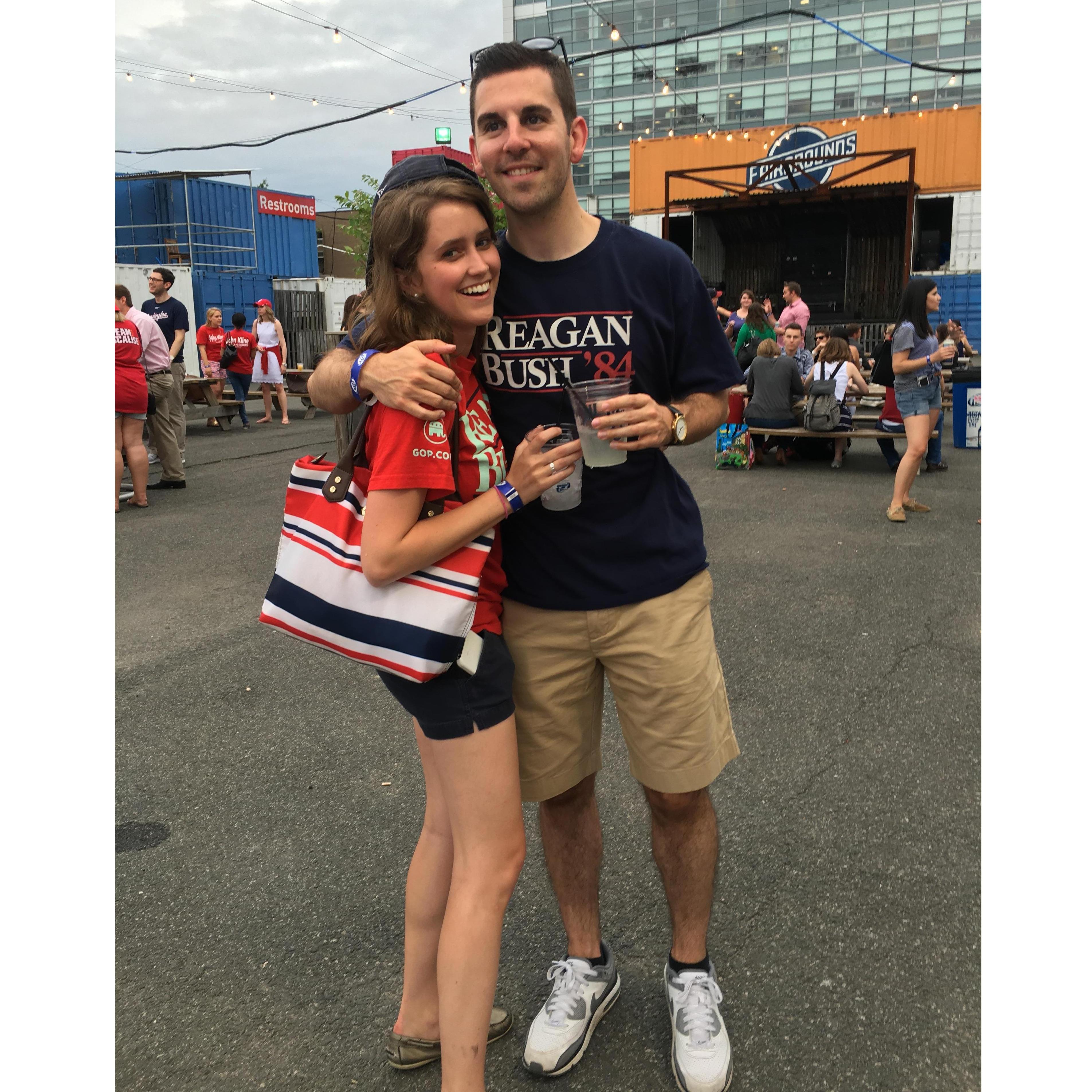 Cheering on the GOP at the Annual Congressional Baseball game.