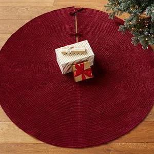 Channel Quilted Velvet Tree Skirt, Large, Ruby