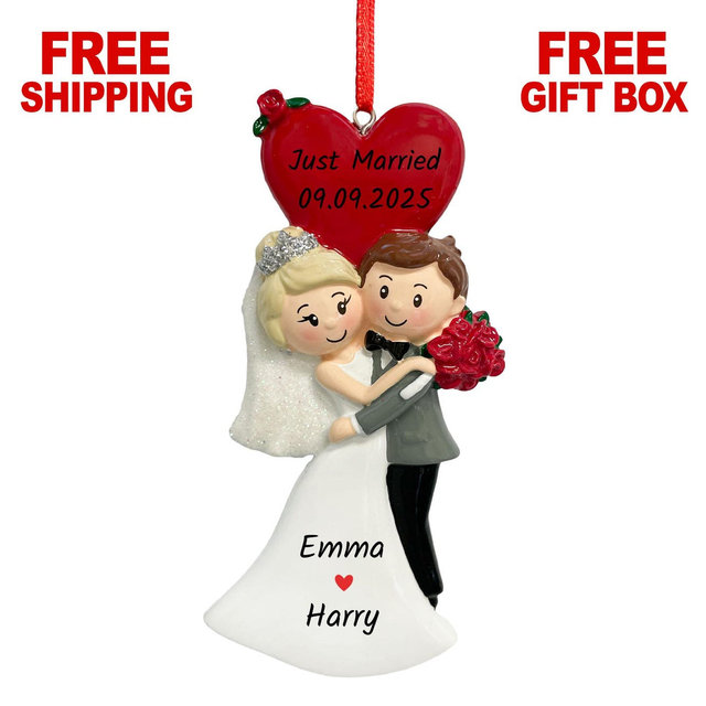 Personalized Our First Christmas Married Ornament, Custom Mr and Mrs Wedding Marriage Ornament 2025, Just Married Newlywed Couple Gift