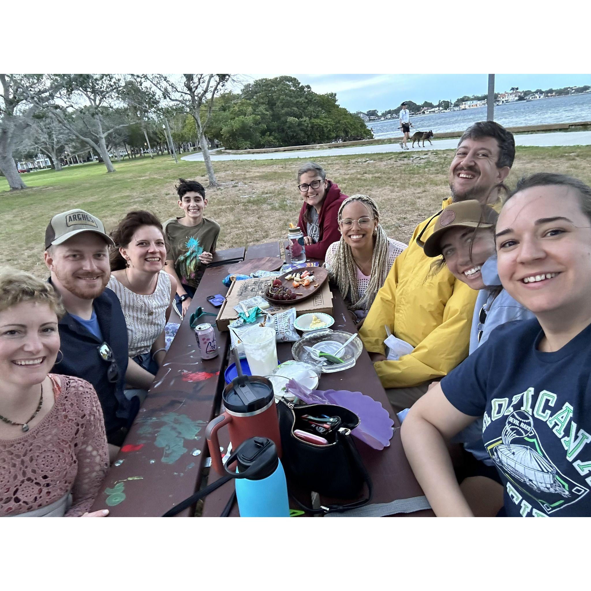 We visited Cassie's hometown, St Pete for her birthday where some old friends joined us for a picnic.