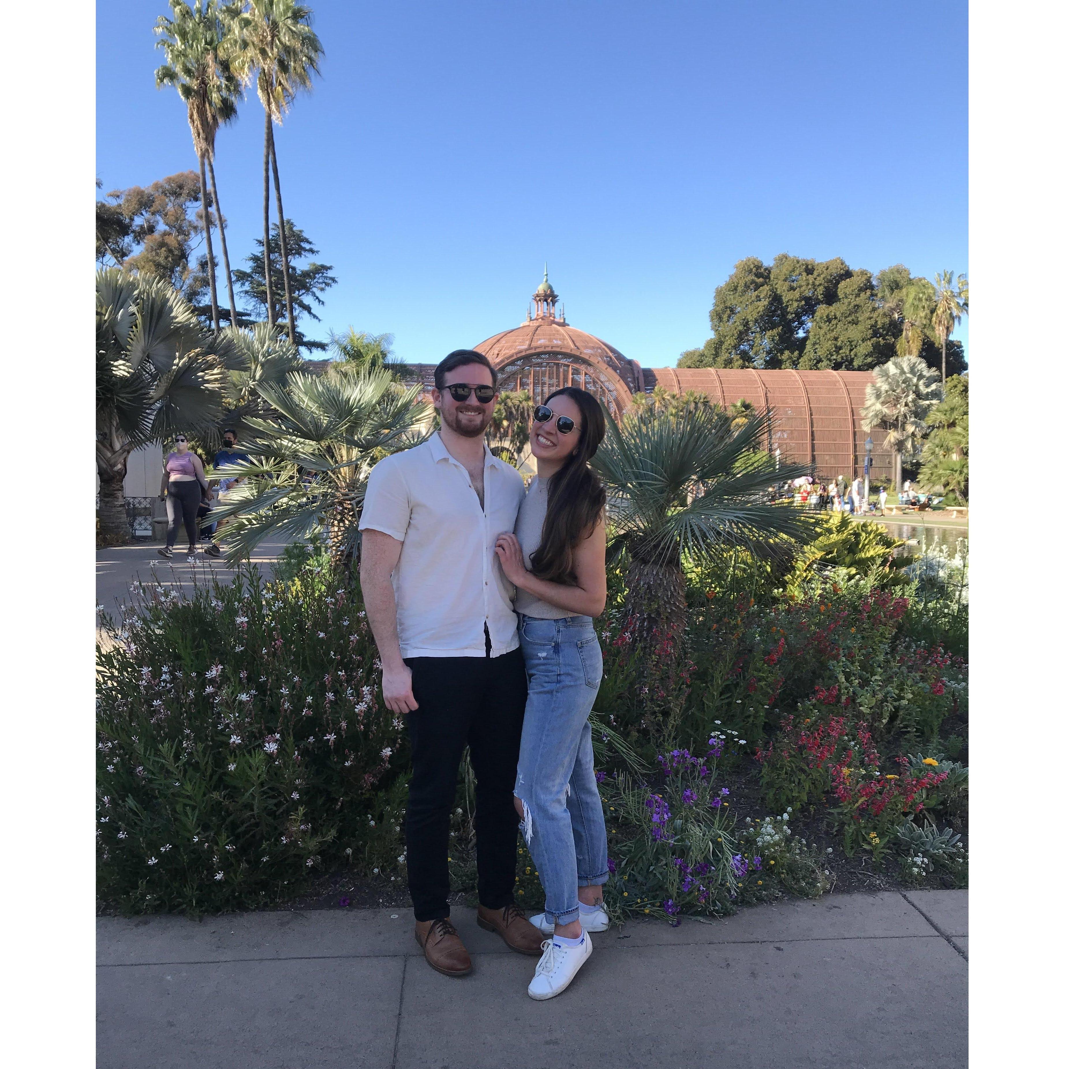 Moments before Christian popped the question at Balboa park! I kept wanting to take pictures while the ring was burning a hole in his pocket!