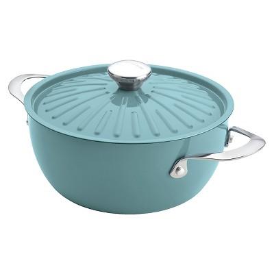 Rachael Ray Cucina Oven-To-Table Hard Enamel Nonstick 4-1/2-Quart Covered Round Casserole, Agave Blue