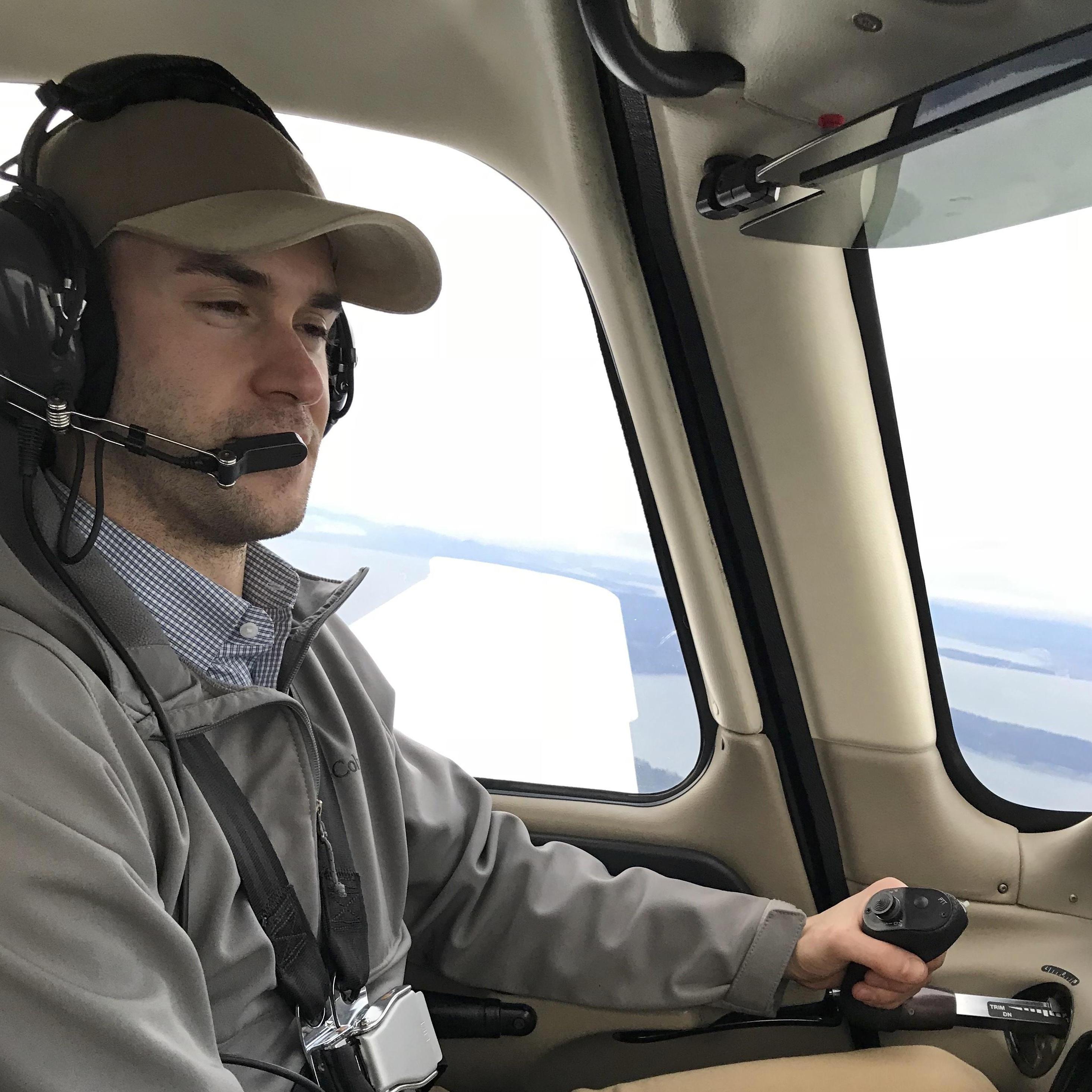 Learning to fly the Cirrus, over the San Juans, Washington.