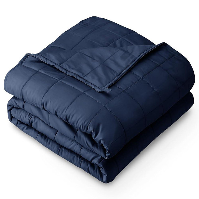 Bare Home Weighted Blanket All-Natural 100% Cotton with Nontoxic Glass Beads 40"x60" 10lbs, Dark Blue