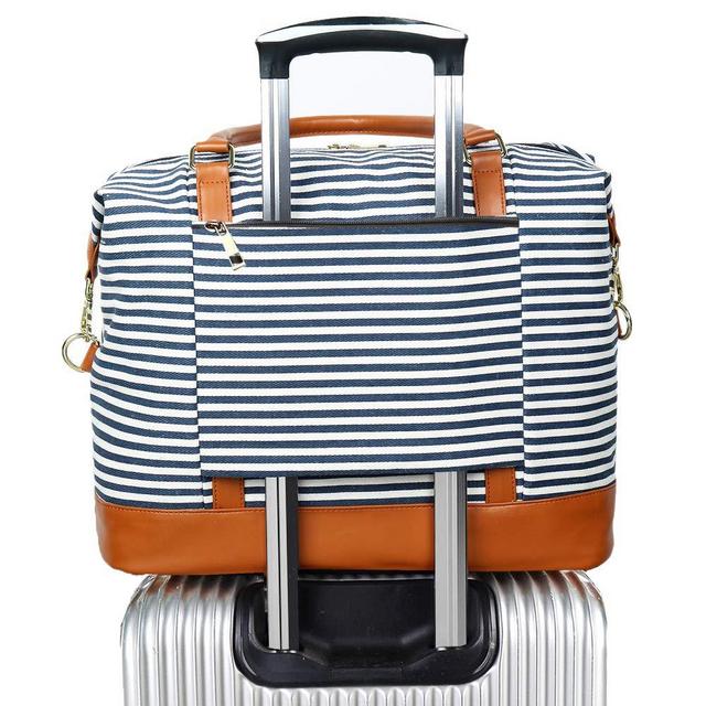 Canvas Weekender Bag (Blue Stripe)