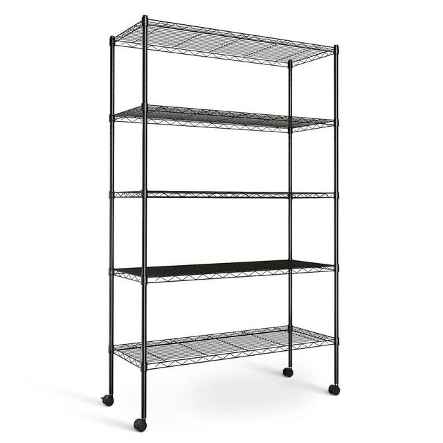 Simple Deluxe Heavy Duty 5-Tier Storage Shelving Unit, 35.83" W x 13.98" D x 61.02" H, 1250 Lbs Loading Capacity, Black