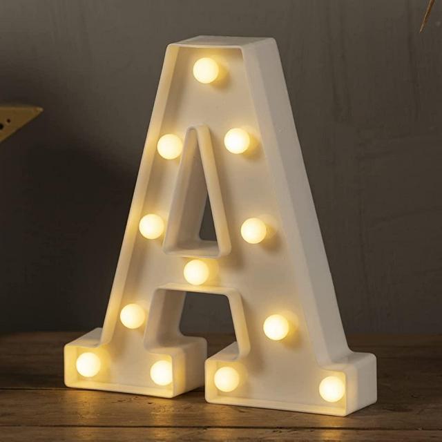 HXWEIYE Light Up Letters A, LED Marquee Letters Lights Sign 26 Alphabet and 10 Number Big Lights Letter for Party Birthday Bar Battery Powered Christmas Decor Letter Lights (Warm White)