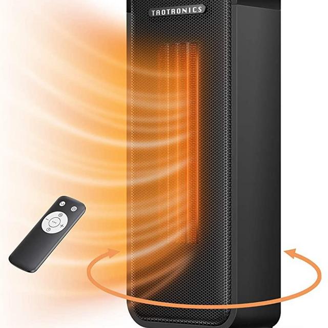 Taotronics TT-HE001 Space, 1500W Electric Small Portable Fast Heating Heaters, Oscillating ECO Mode 12 Hrs Timer with Remote Control for Indoor Use, Black