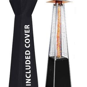 Pyramid outdoor heater, 48000 BTU Propane Patio Heater with Detachable Wheels and Protective Cover, Outdoor Propane Heaters for Patio(Black)