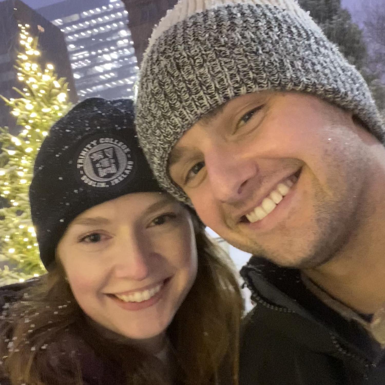 Celebrating 3 months of being "official" with ice skating at Red Arrow Park!