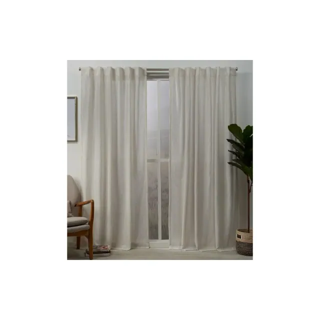 Set of 2 Muskoka Teardrop Slub Embellished Hidden Tab Top Curtain Panel Off White - Exclusive Home: Linen Drapes