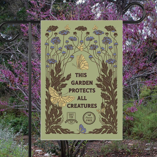 Protect Pollinators Garden Flag & House Banner, Save the Bees, Spread a Positive Eco Message to Encourage More Native Yard Plantings!