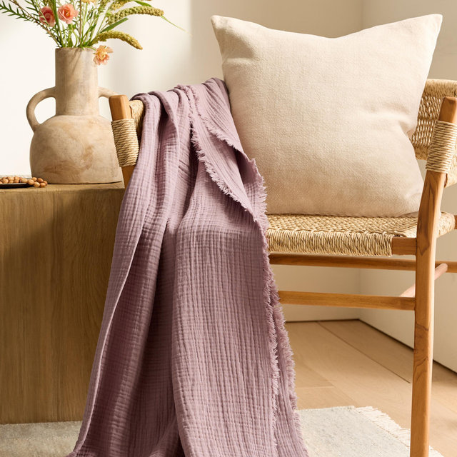 Organic Airy Gauze Throw Blanket in Fig