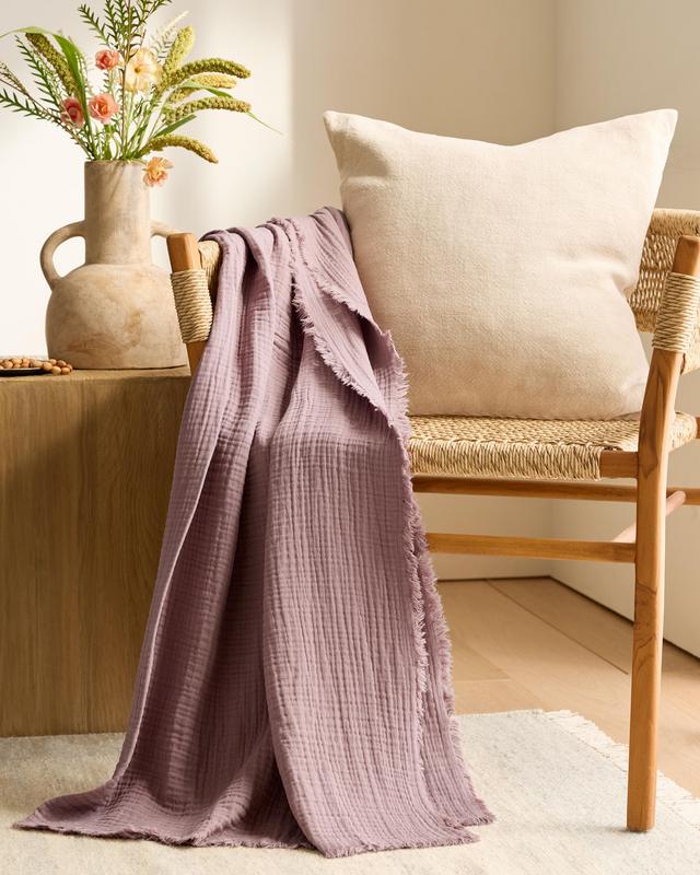 Organic Airy Gauze Throw Blanket in Fig