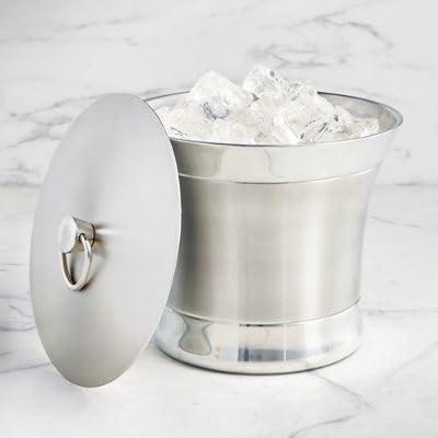 Frontgate Optima Ice Bucket, Double-Walled 18/8 Stainless Steel, Condensation-Free, Insulated