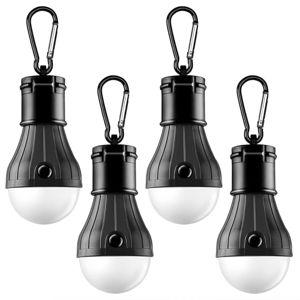 FLY2SKY Portable LED Tent Lamp Emergency Lights with Hook, Hurricane Bulb Lantern Equipment for Camping, Hiking, Backpacking, Fishing Outage, Multicolor, 4 Pack