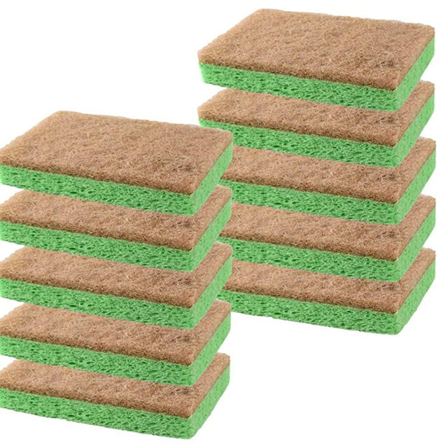 Natural Plant-Based Scrub Sponge by Scrub-it, Non-Scratch, Biodegradable scrubbing sponges for Kitchen and Bathroom – Pack of 10