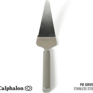 Calphalon Edge Pie Server, Kitchen Cake Server, Baking Server Tool, Stainless Steel Pie Server with Serrated Edge, Cake and Dessert Cutter for Clean Slicing (Taupe)
