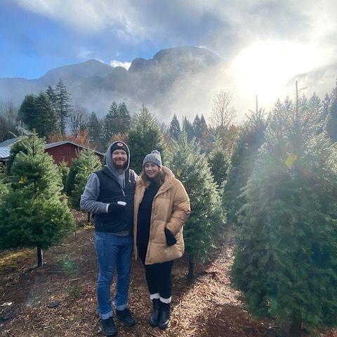 Cutting down the Drummey Christmas tree!