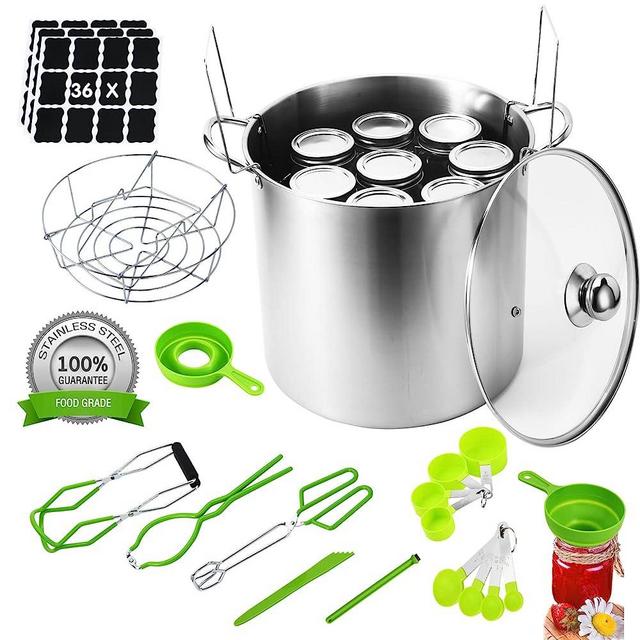 Canning Pot Water Bath Canner 20quart Stainless Steel Stock Pot with Canning Supplies Starter Kit Canner Tools Set for Beginners with Rack, Tongs, Jar Lifter and Full Canning Kit Accessories