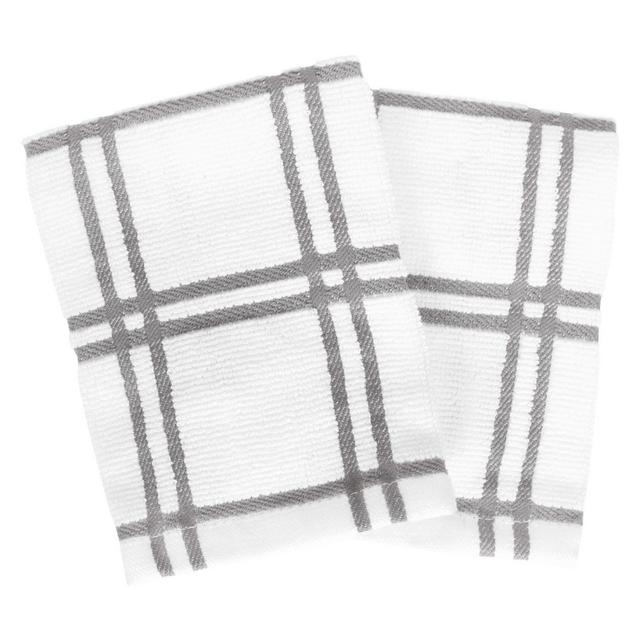 Our Table™ Everyday Plaid Dish Cloths in Grey (Set of 2)