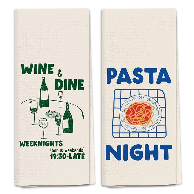 QGFM Italian Kitchen Towels Set 2, Italian Kitchen Decor, Bar Towels for Kitchen Bartender, Retro Dish Towels for Hand Towels, Aesthetic Kitchen Decoration, 16x24 Inch