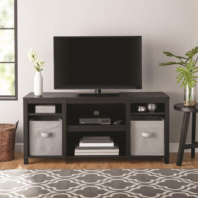 Mainstays Parsons Cubby TV Stand for TVs up to 50", True Black Oak
