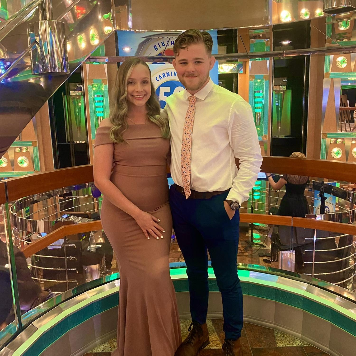 This photo was taken in 2022 during their very first vacation together, cruising through the Caribbean.