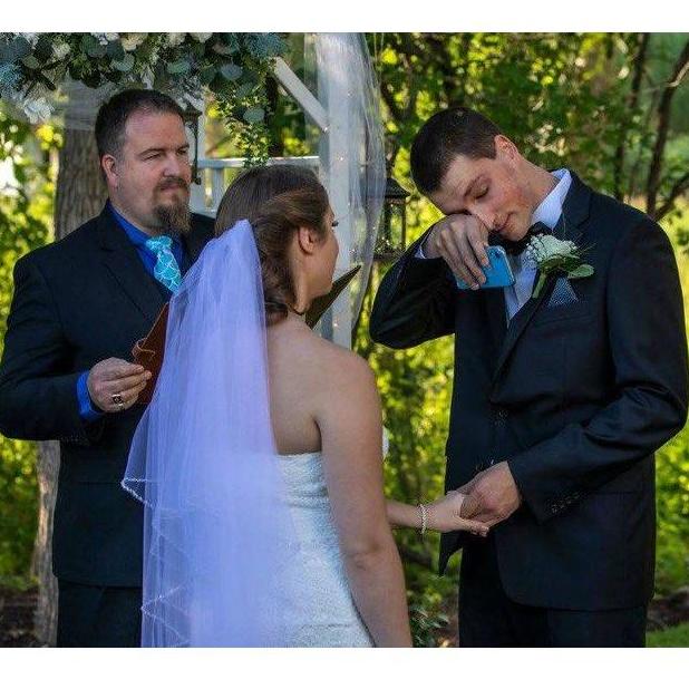 Micah getting a little emotional during his vows.