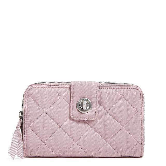 Vera Bradley Performance Twill Turnlock Wallet with RFID Protection, Hydrangea Pink