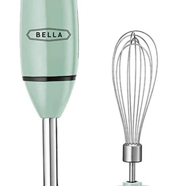 BELLA Immersion Hand Blender, Cordless Portable Mixer with Whisk Attachment - Electric Handheld Juicer, Shakes, Baby Food and Smoothie Maker, Stainless Steel, Sage